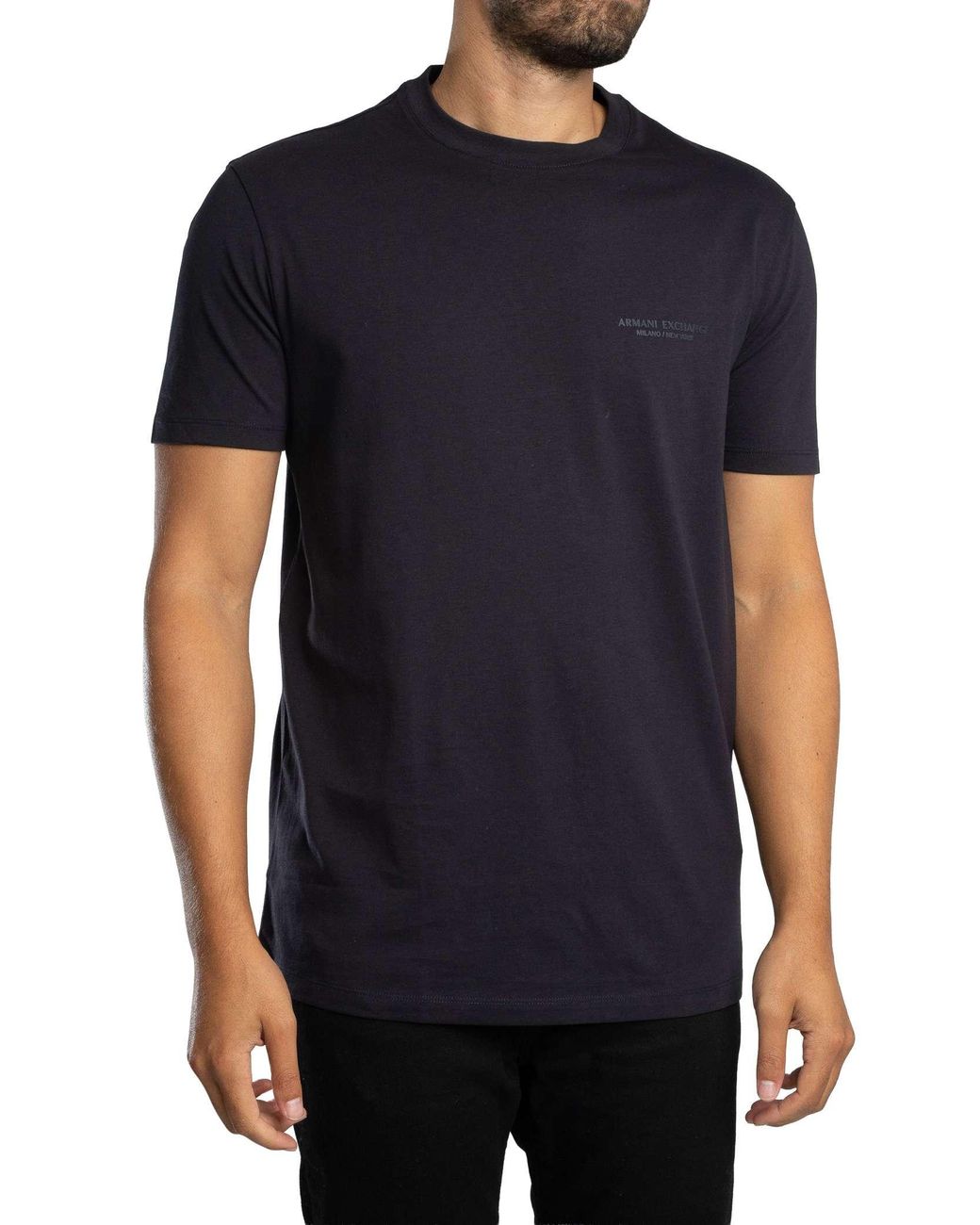 ARMANI EXCHANGE Black Raised Brand T-Shirt for men