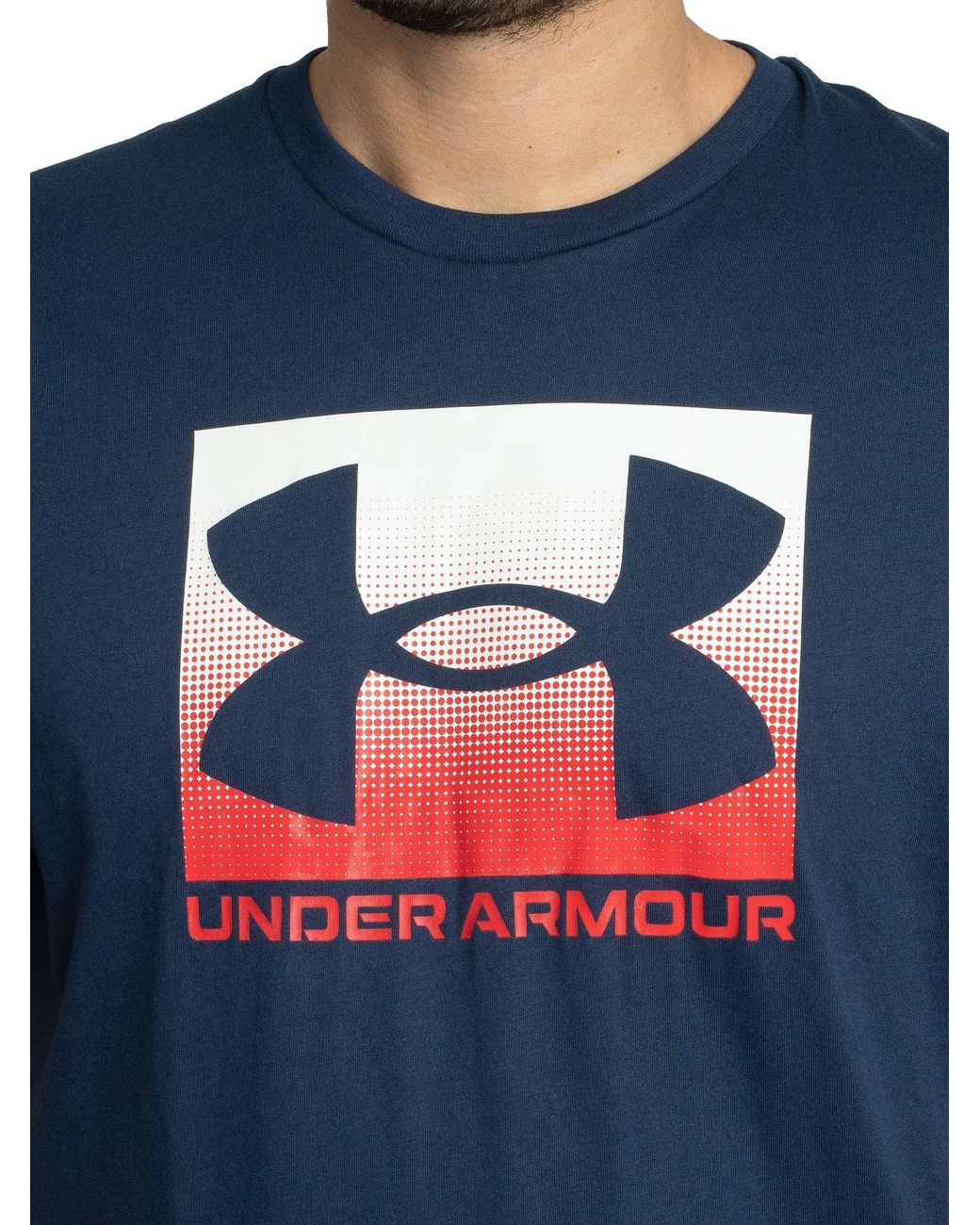 Under Armour Blue Loose Boxed Sports Graphic T-Shirt for men