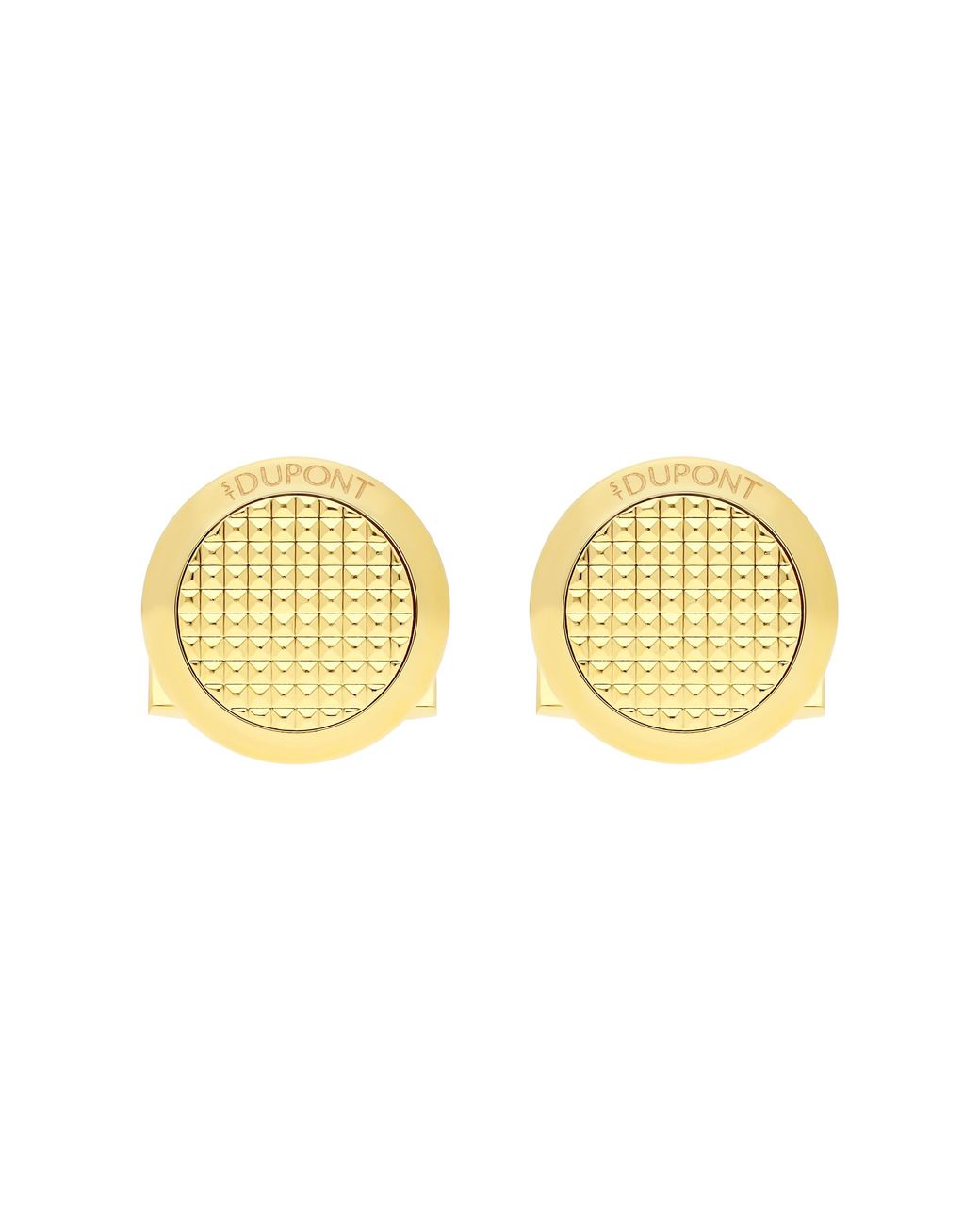 S T Dupont Metallic Round Diamond Head Cufflinks