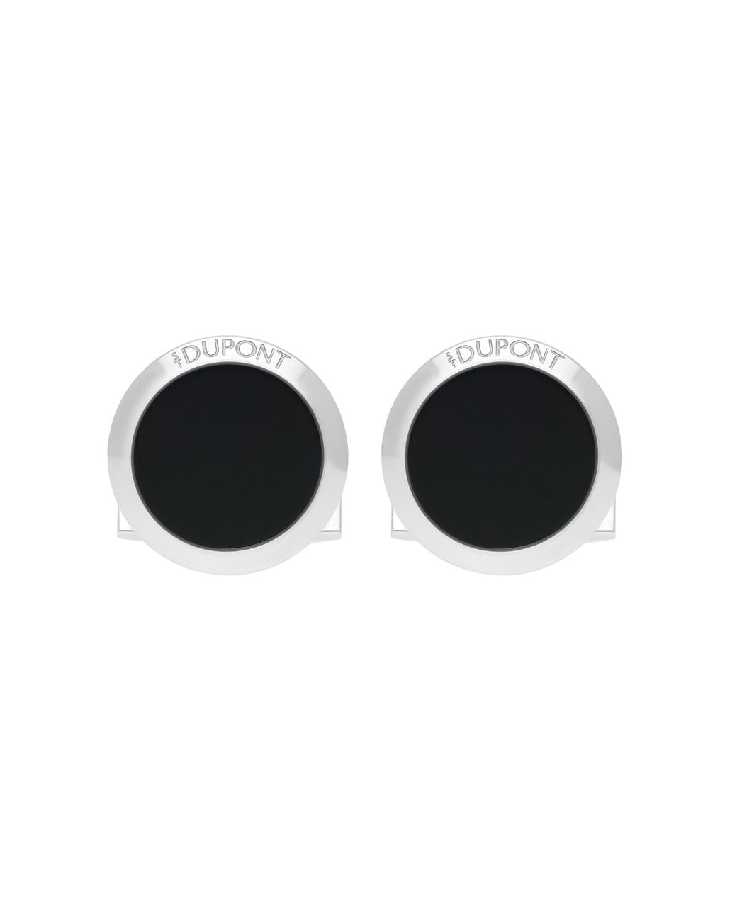 S T Dupont Black Round Lacquer Cufflinks