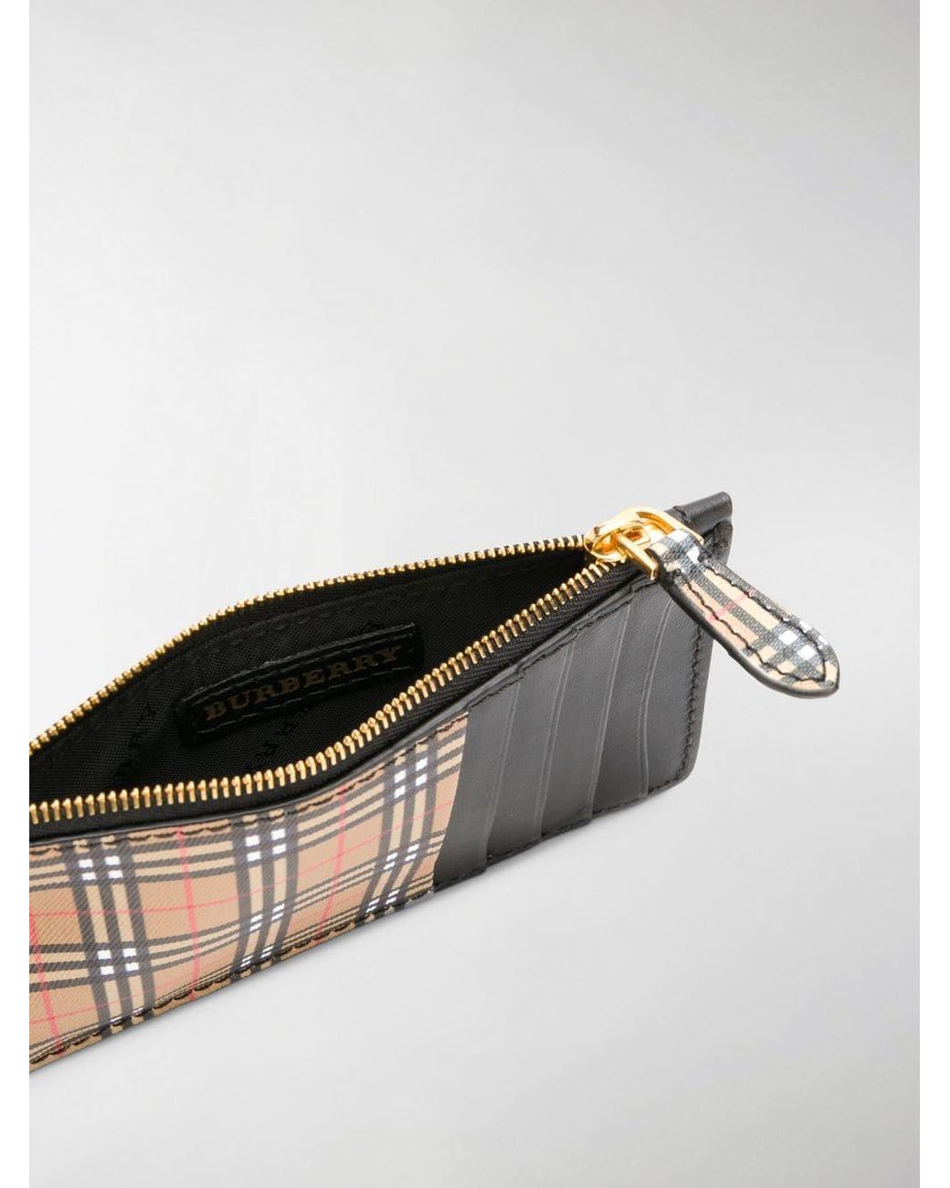 Burberry Vintage Check And Leather Zip Cardholder | Lyst
