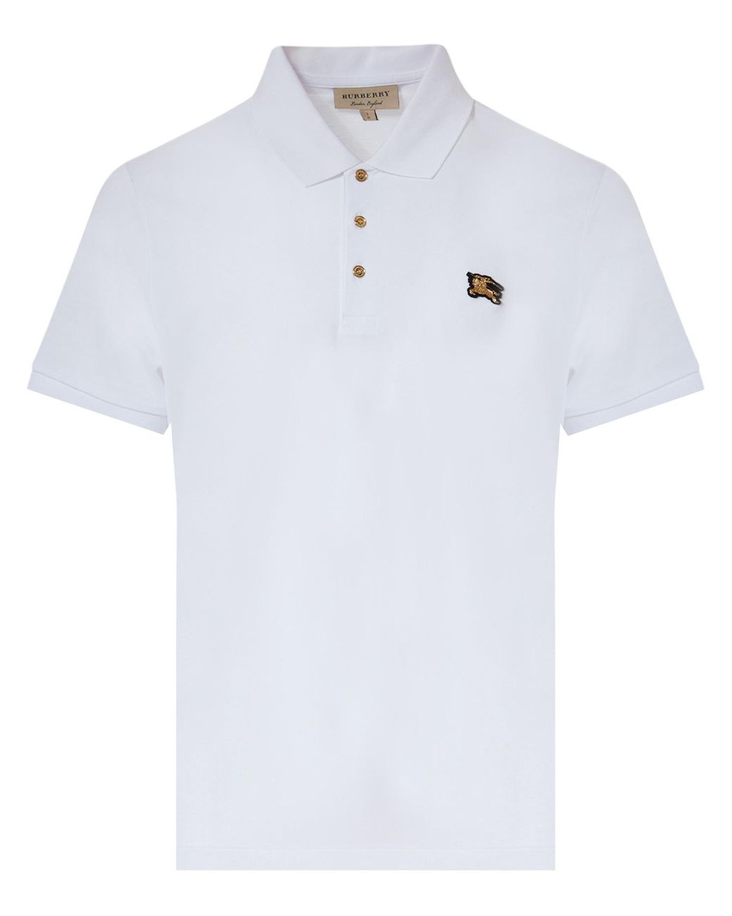 Burberry Cotton Polo With Gold Horse in White for Men | Lyst UK