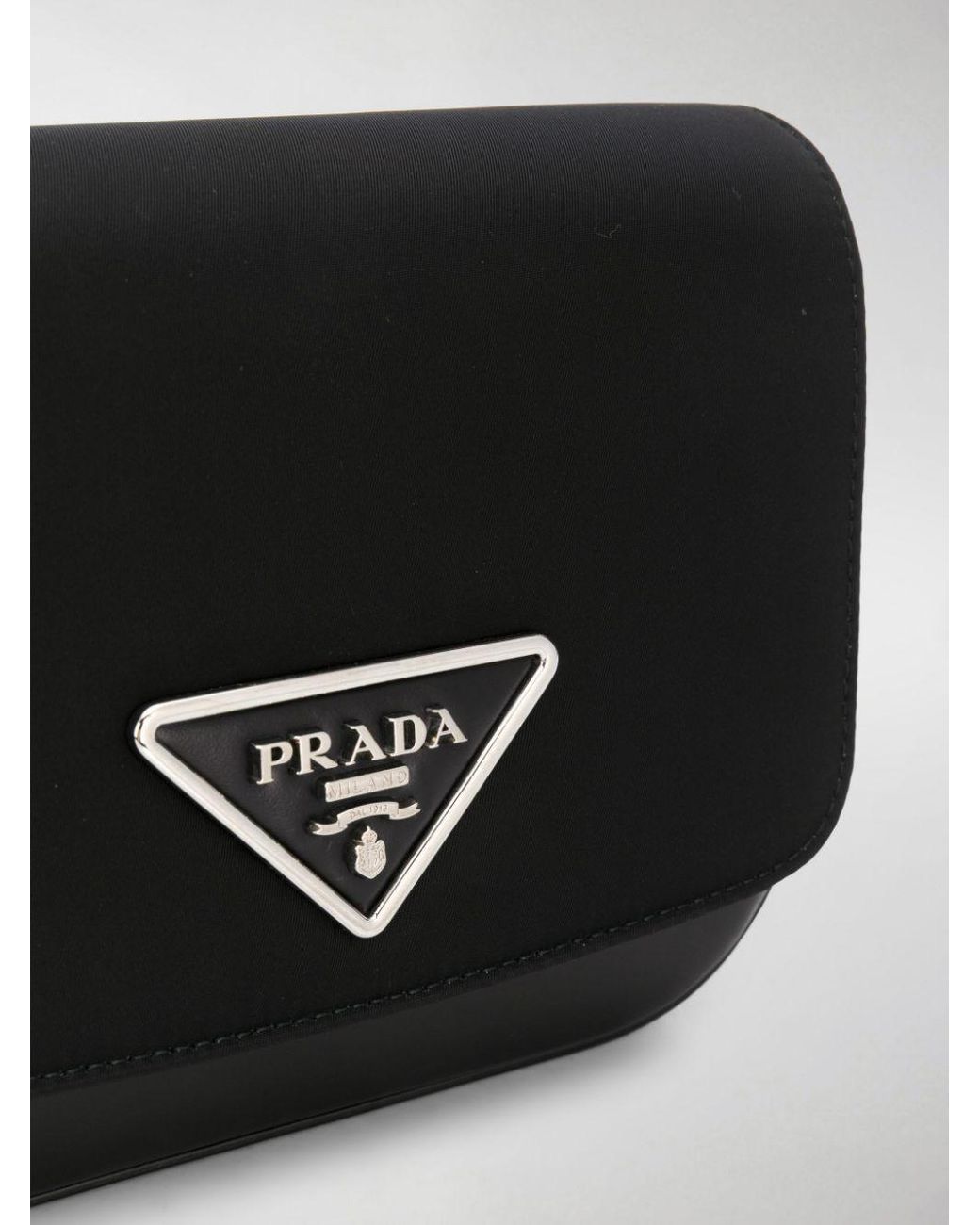 Prada Leather Identity Logo-plaque Shoulder Bag in Black | Lyst Australia