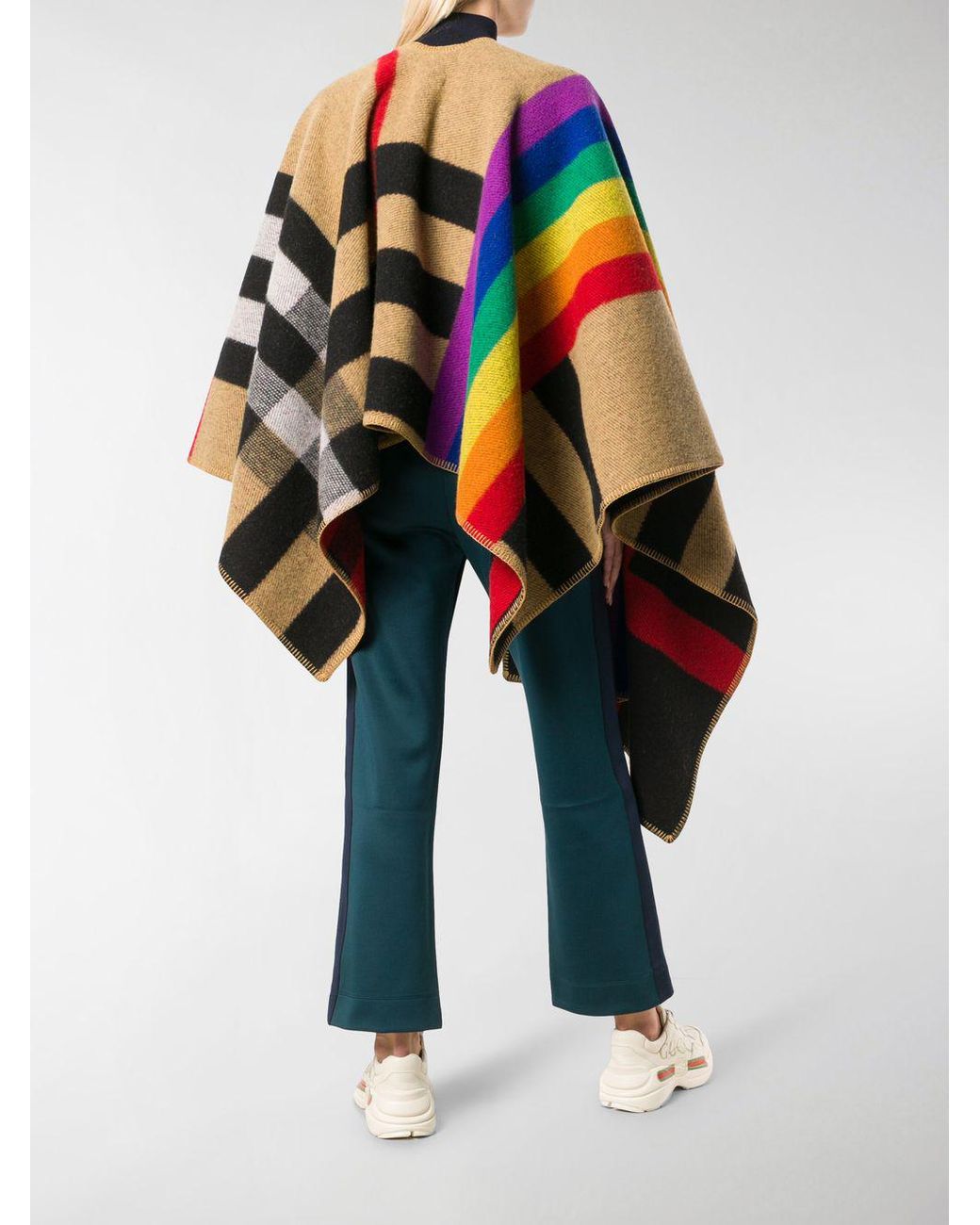 Burberry Rainbow Vintage Check Poncho in Brown | Lyst Australia