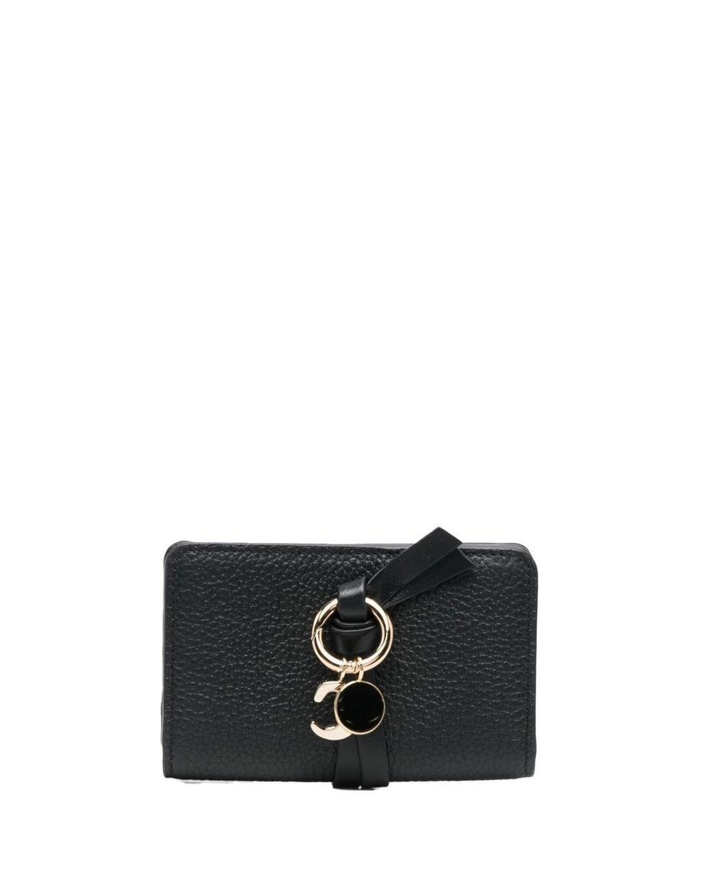 Chloé Alphabet Trifold Leather Wallet in Black | Lyst