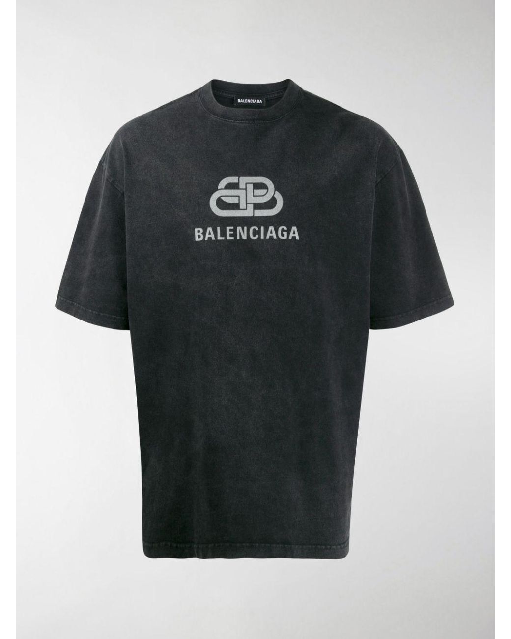 Balenciaga Cotton Interlocking Bb Logo T-shirt Black for Men | Lyst