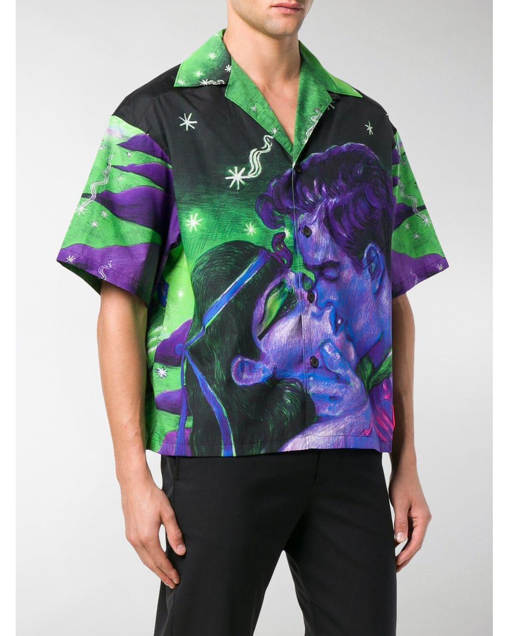 Prada Impossible True Love-print Cotton Shirt in Black for Men | Lyst Prada Impossible True Love-print Cotton Shirt in Black for Men | Lyst