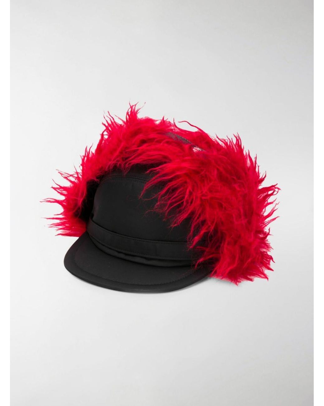 Prada Faux Fur Trapper Hat in Black for Men | Lyst