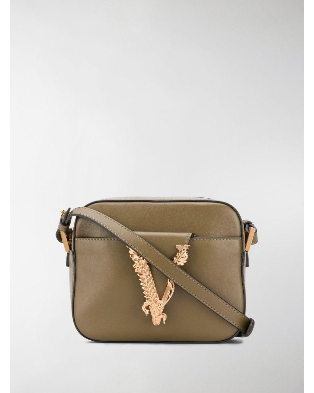 Versace Leather V Logo Crossbody Bag in Green Lyst