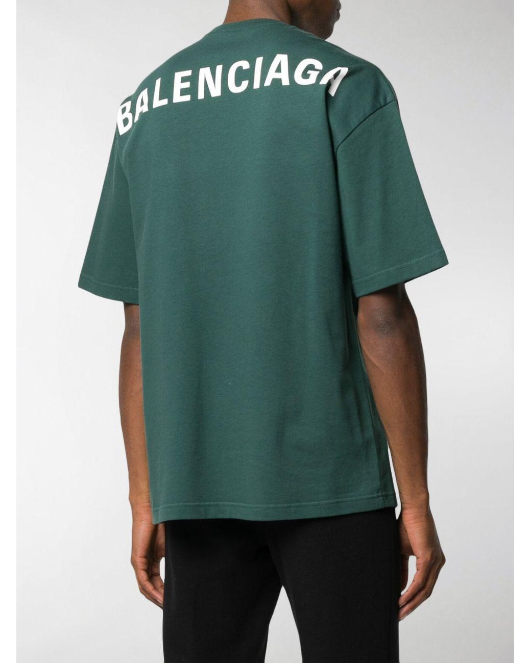 Balenciaga Rear Lettering Logo T-shirt in Green for Men | Lyst