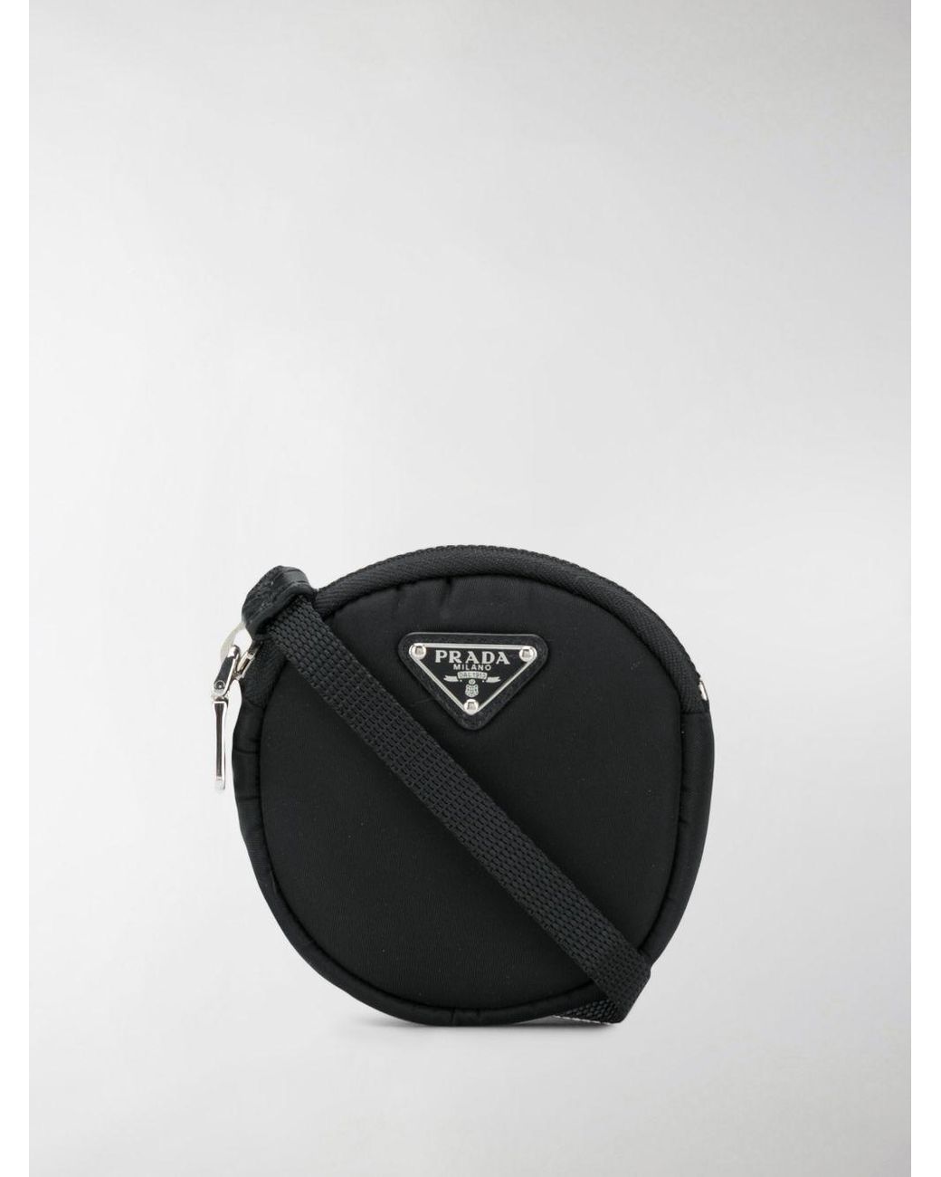 Prada Mini Round Crossbody Bag in Black | Lyst Australia