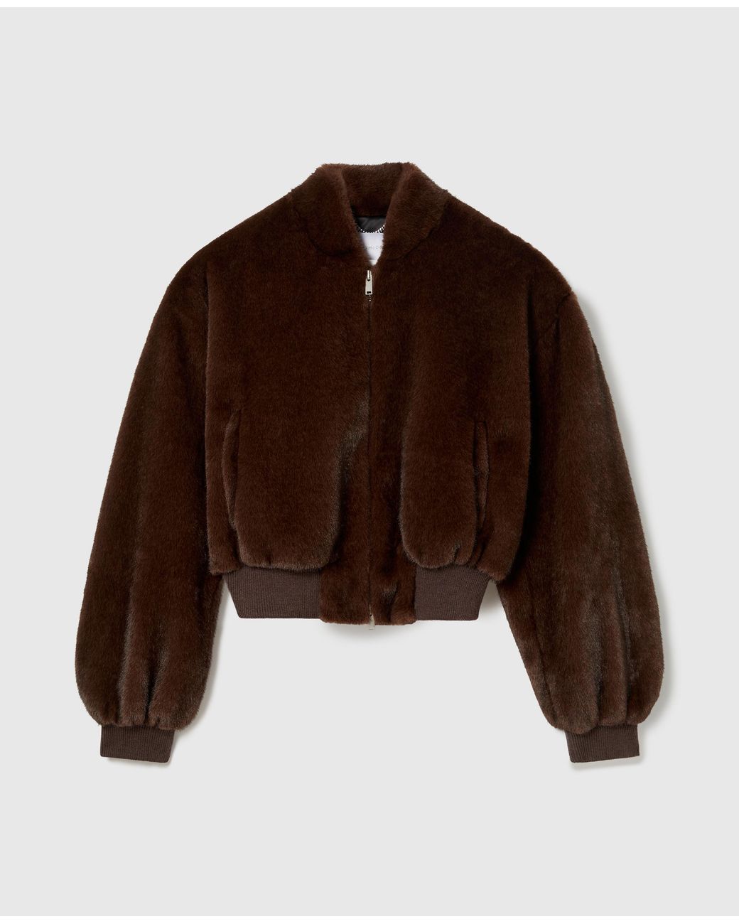Stella McCartney Brown Plush Mink Bomber Jacket