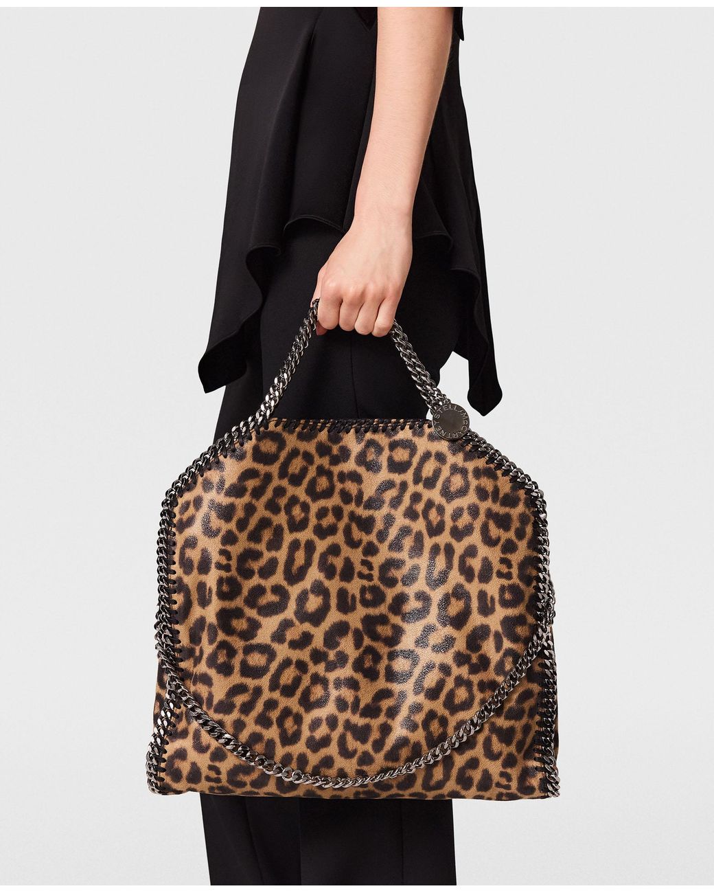 Stella McCartney Brown Falabella Leopard Fold-Over Tote Bag