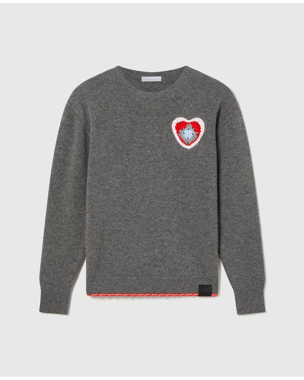 Stella McCartney Gray Crochet Heart Wool Sweater