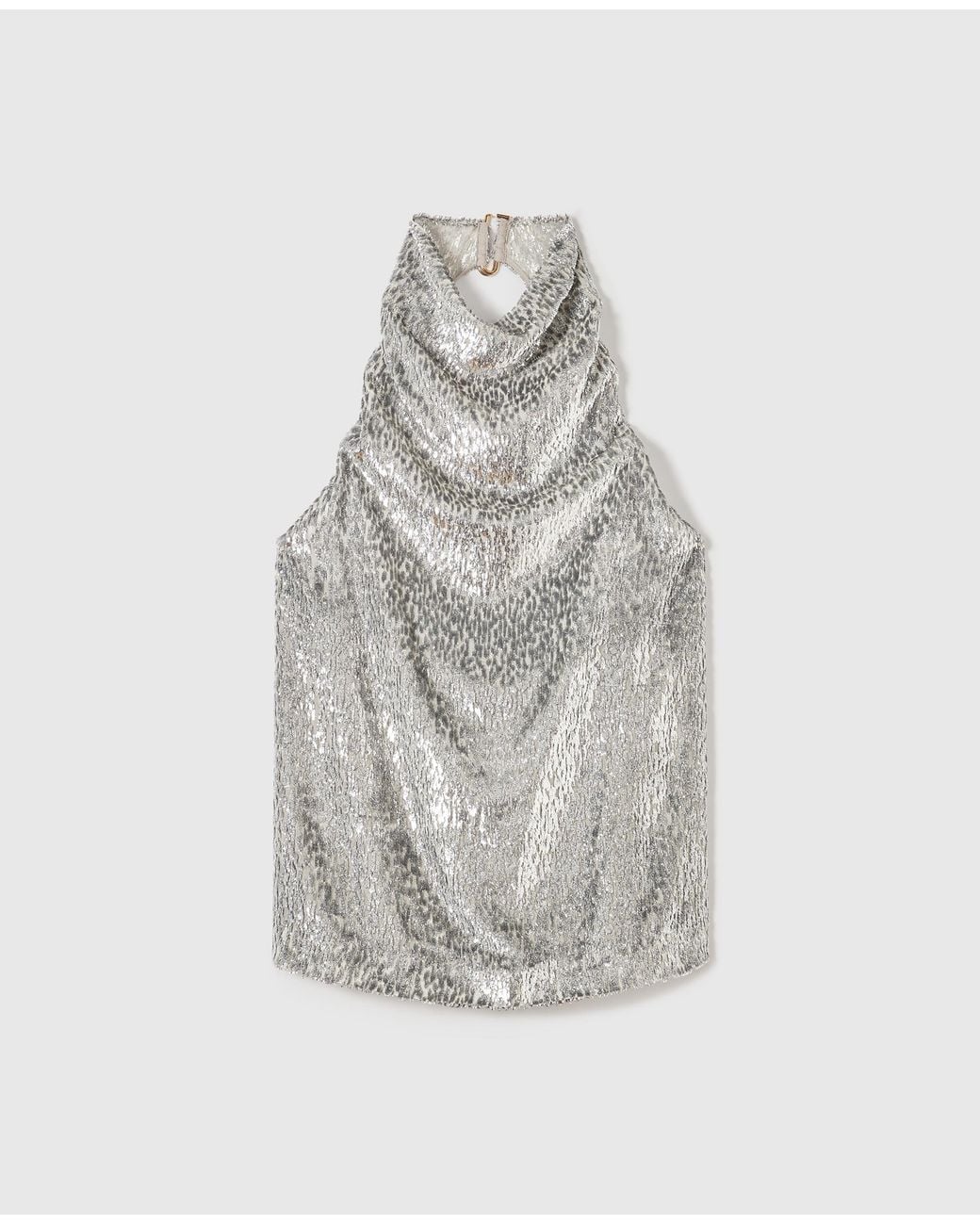 Stella McCartney White Metallic Velvet Halterneck Top
