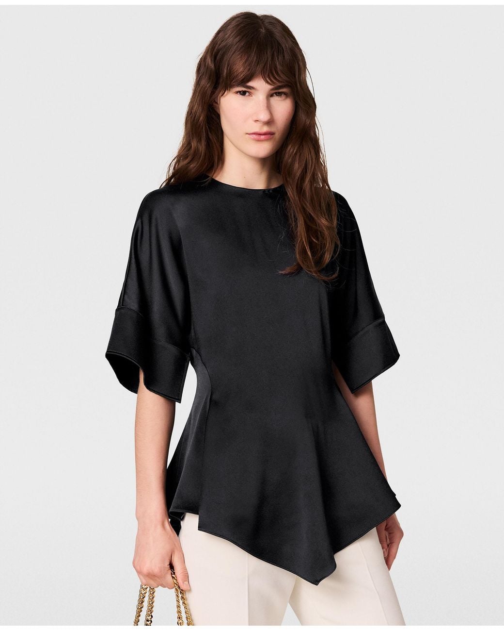 Stella McCartney Black Handkerchief Sleeve Satin Top