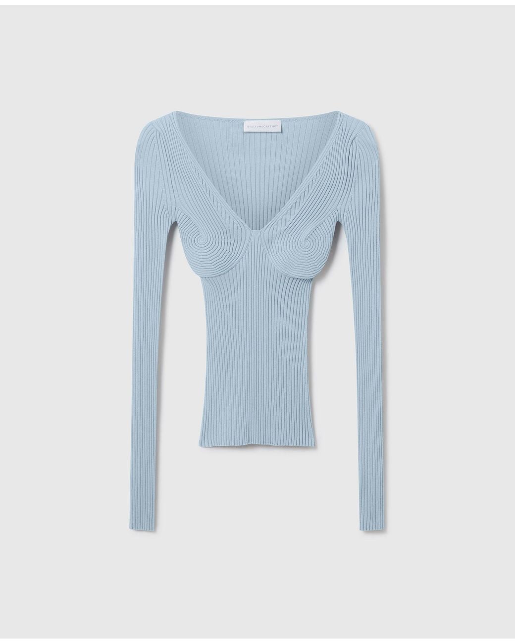 Stella McCartney Blue Textured V-neck Knit Top