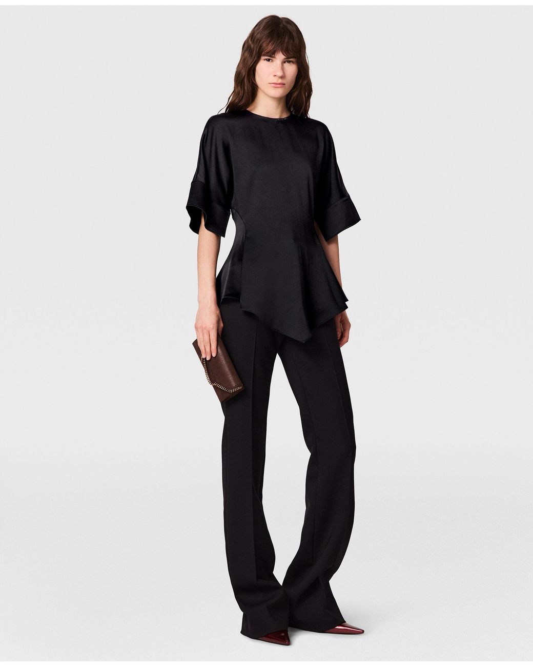 Stella McCartney Black Handkerchief Sleeve Satin Top