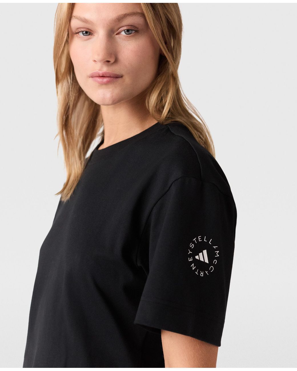 Stella McCartney Black Truelife Sportswear Curved Hem T-Shirt