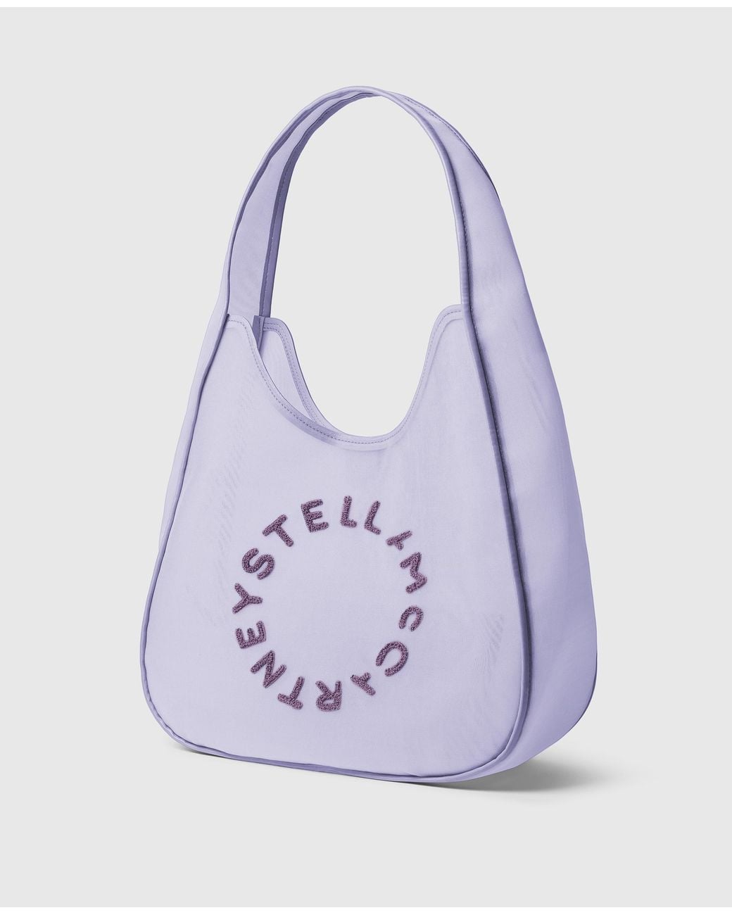 Stella McCartney Purple Logo Mesh Large Hobo Bag