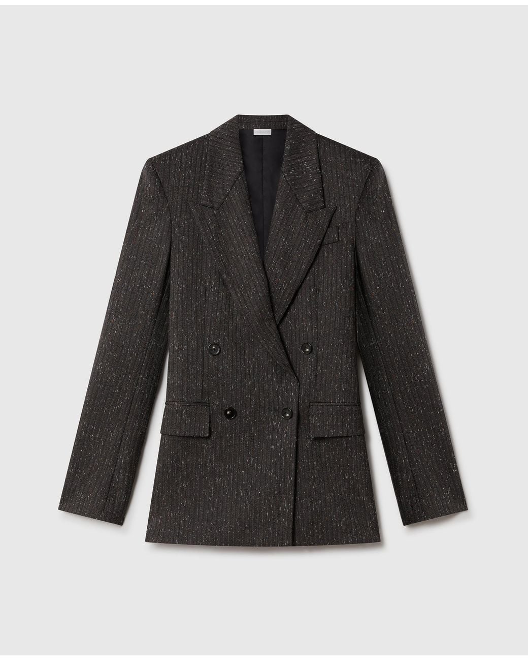 Stella McCartney Black Double-Breasted Speckled Blazer