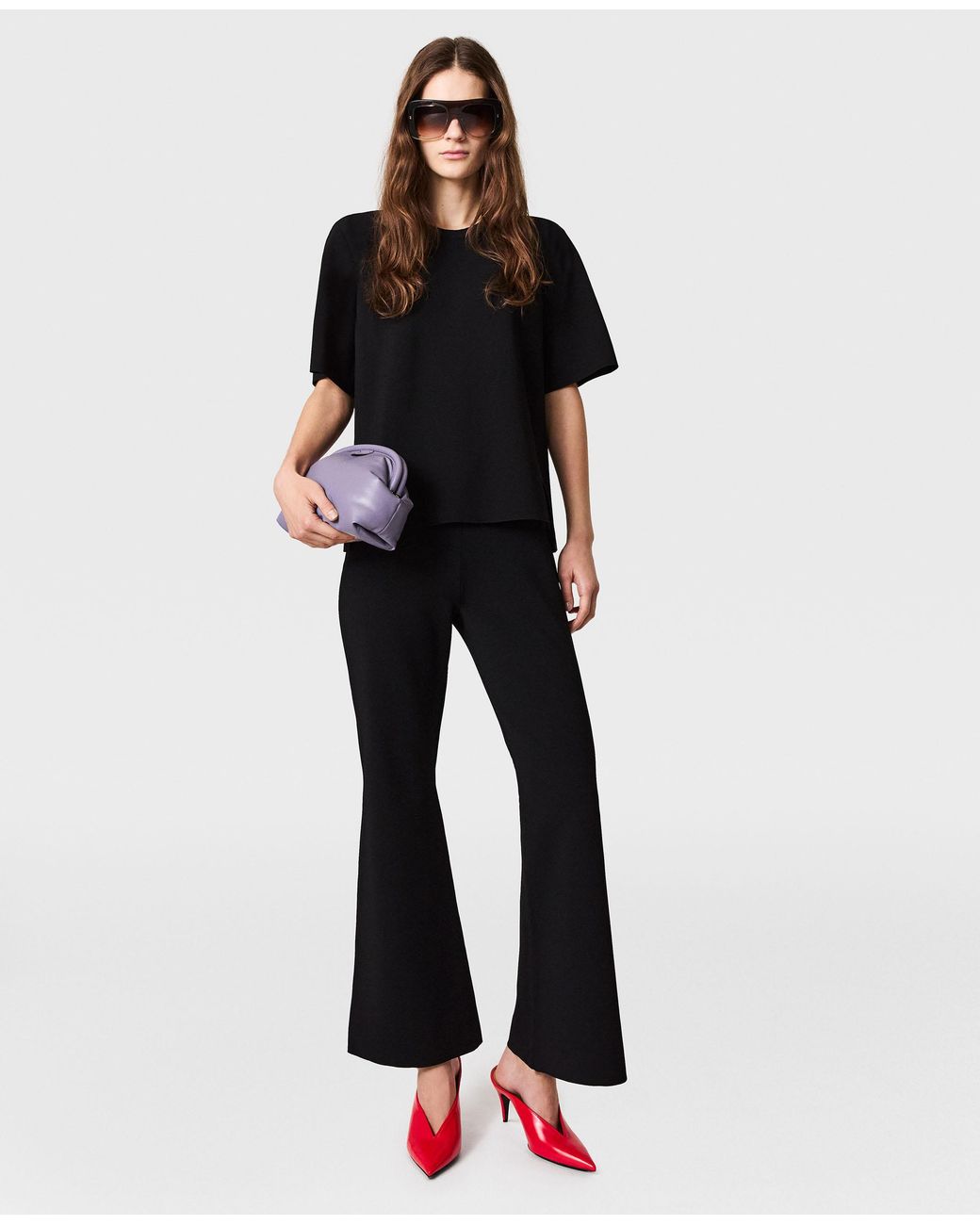 Stella McCartney Black Compact Knit Flared Pants