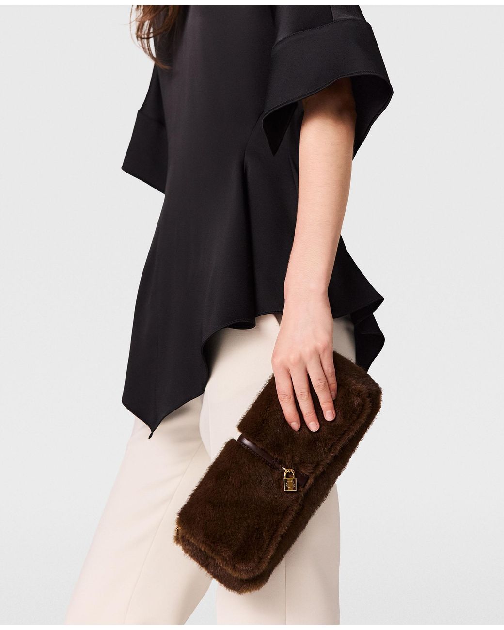 Stella McCartney Brown Ryder Mink Pochette Shoulder Bag