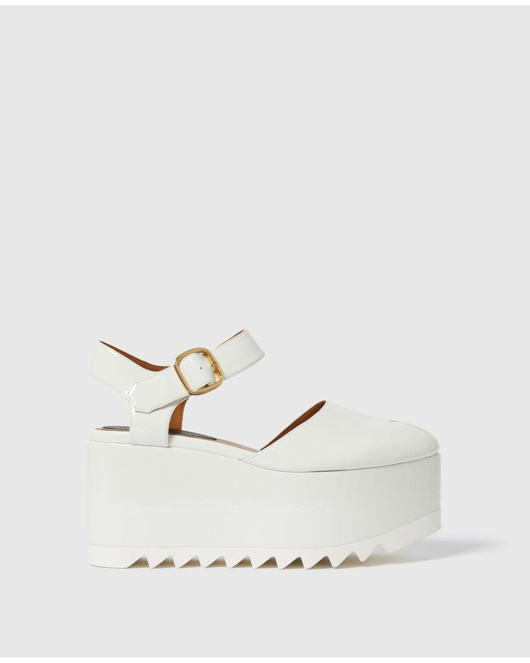 Stella McCartney White Elyse Patent Platform Sandals