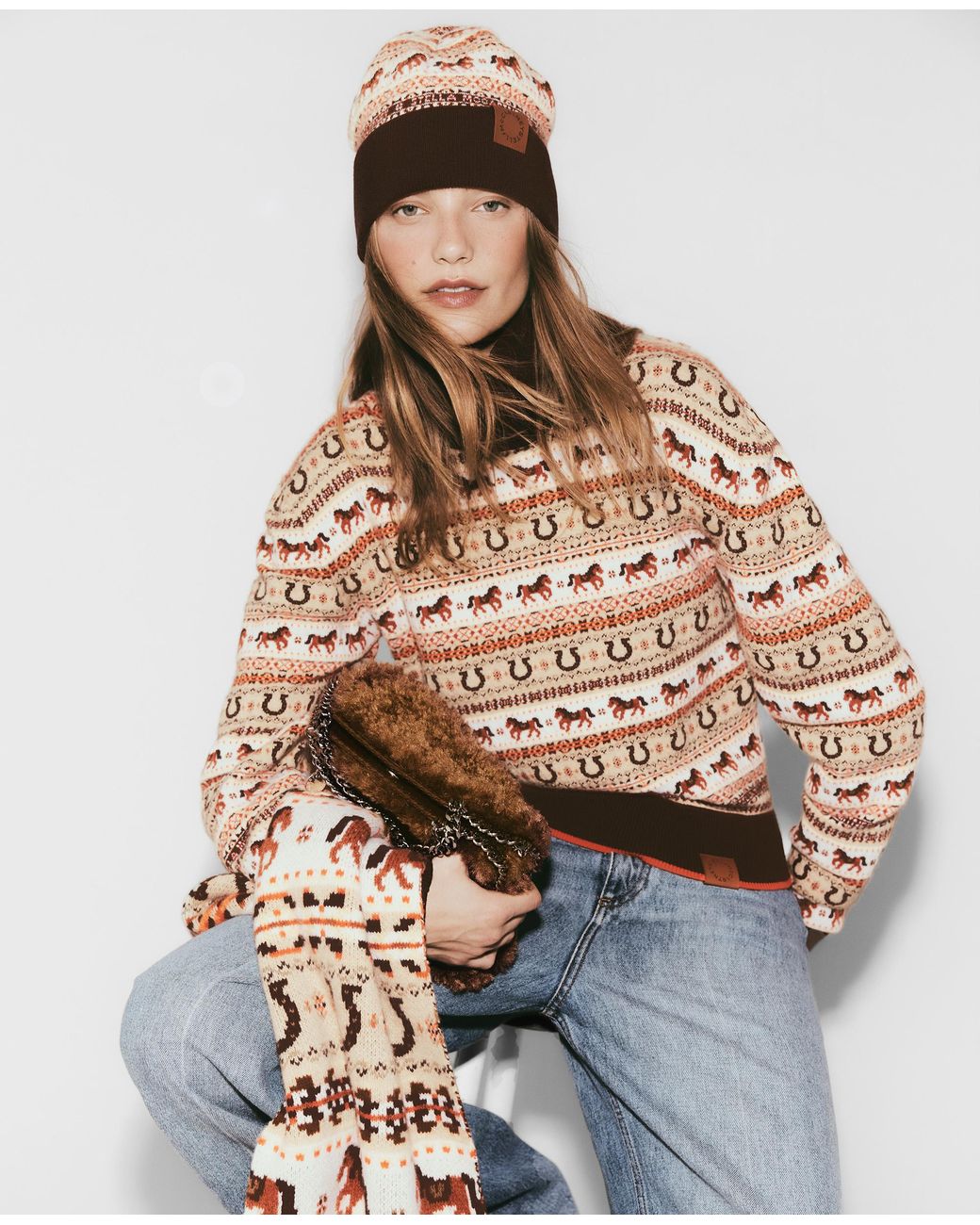 Stella McCartney Red Fair Isle Wool Turtleneck