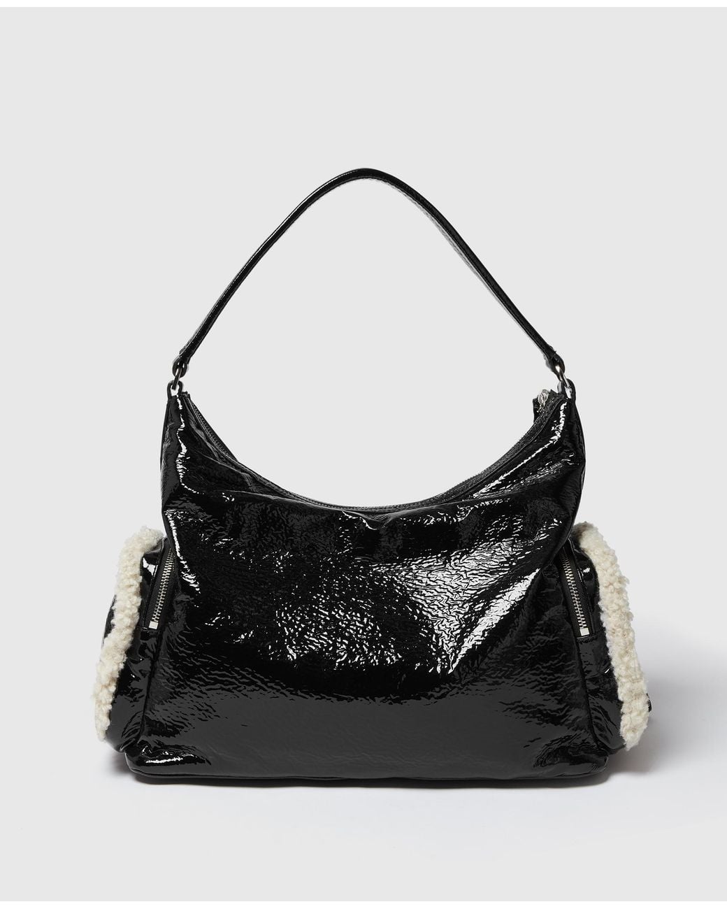 Stella McCartney Black Dartmoor Cracked Patent Shoulder Bag