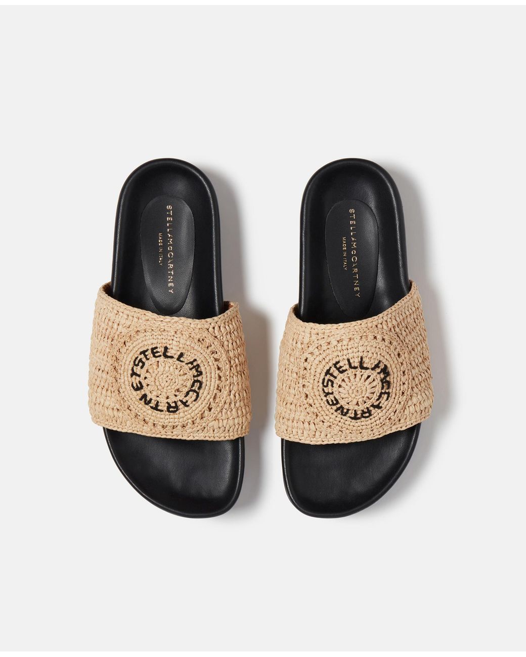 Stella McCartney White Elyse Raffia Logo Sandals