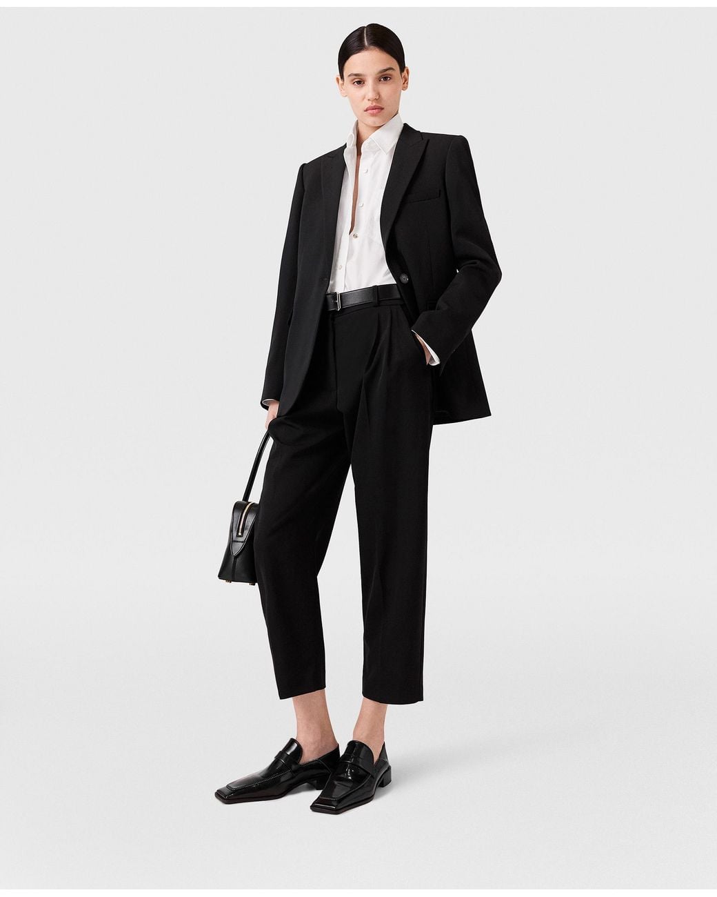 Stella McCartney Black Pleated High-Rise Wool Pants