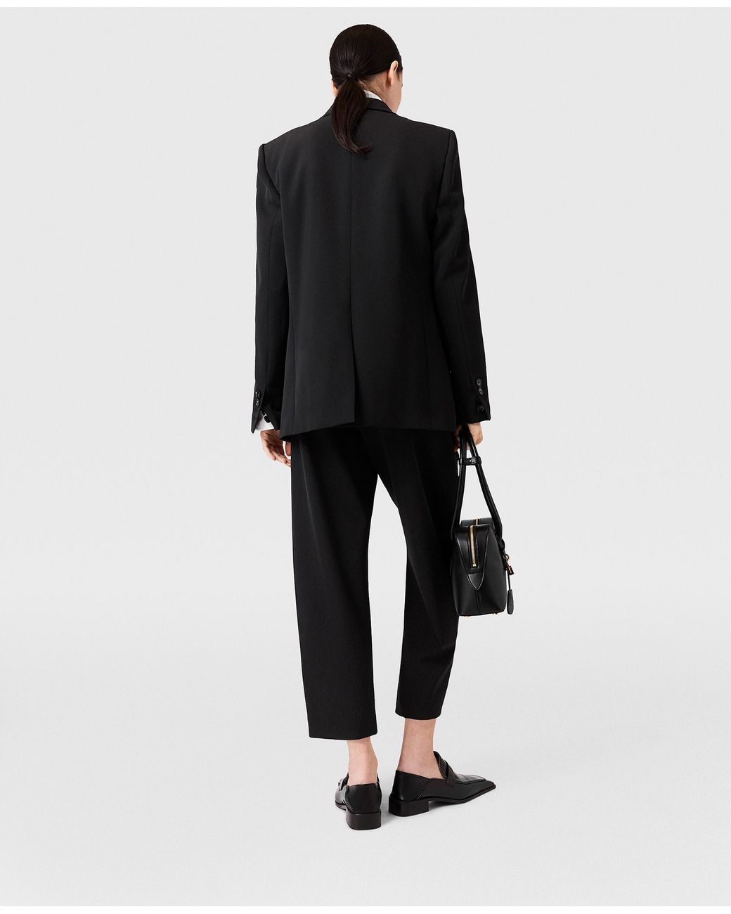 Stella McCartney Black Pleated High-Rise Wool Pants