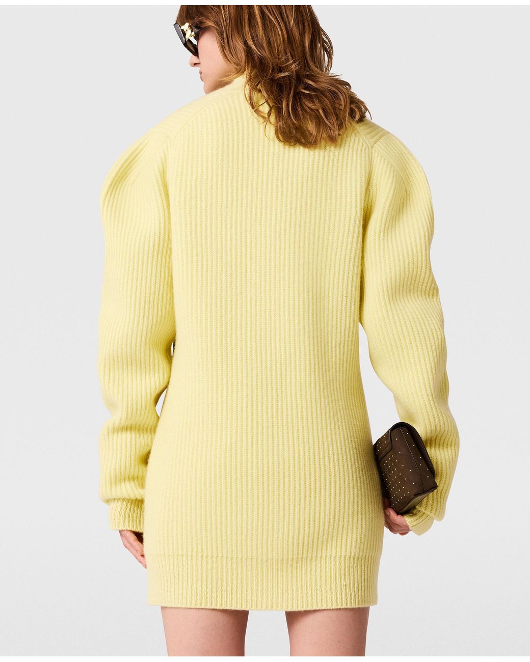 Stella McCartney Yellow Chunky Knit V-Neck Cardigan