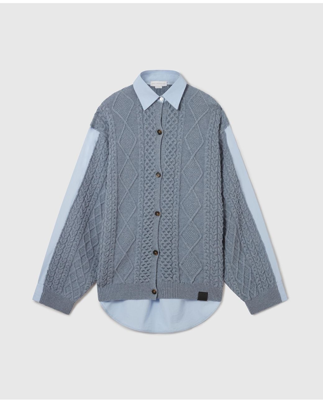 Stella McCartney Blue Hybrid Knit Shirt Cardigan