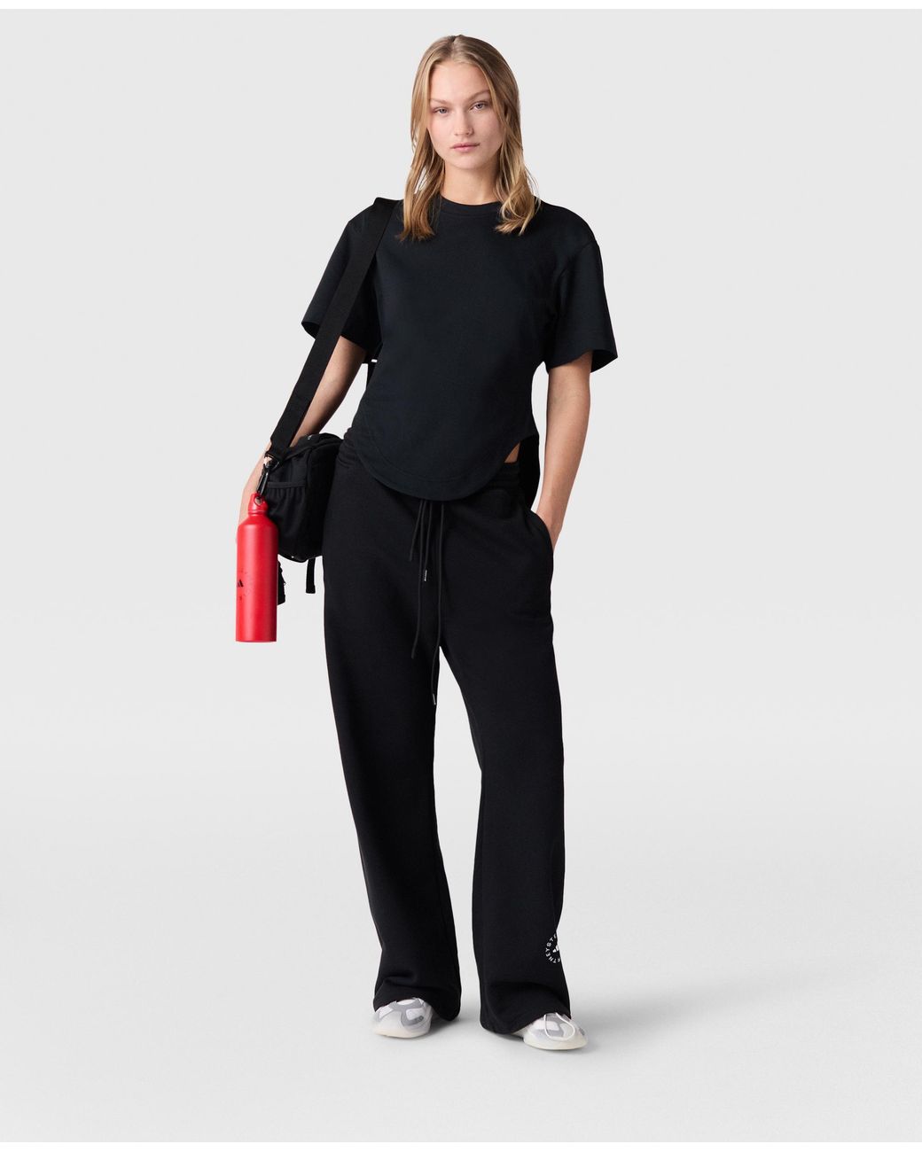 Stella McCartney Black Truelife Sportswear Curved Hem T-Shirt