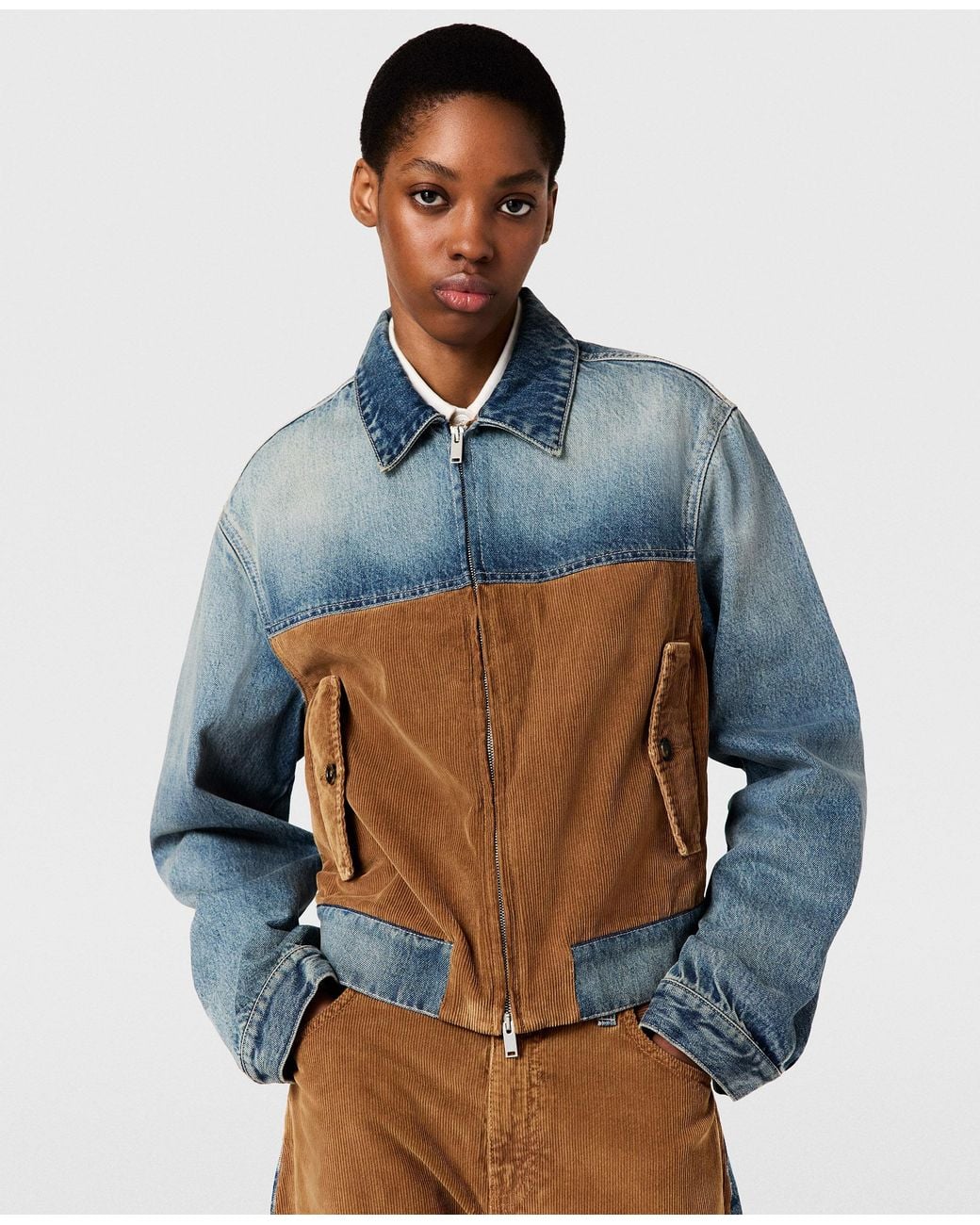Stella McCartney Blue Corduroy Panel Denim Jacket