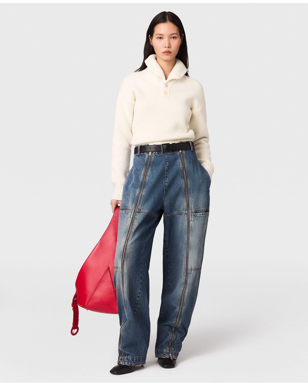 Stella McCartney Natural Shawl-collar Spiber Knit Sweater