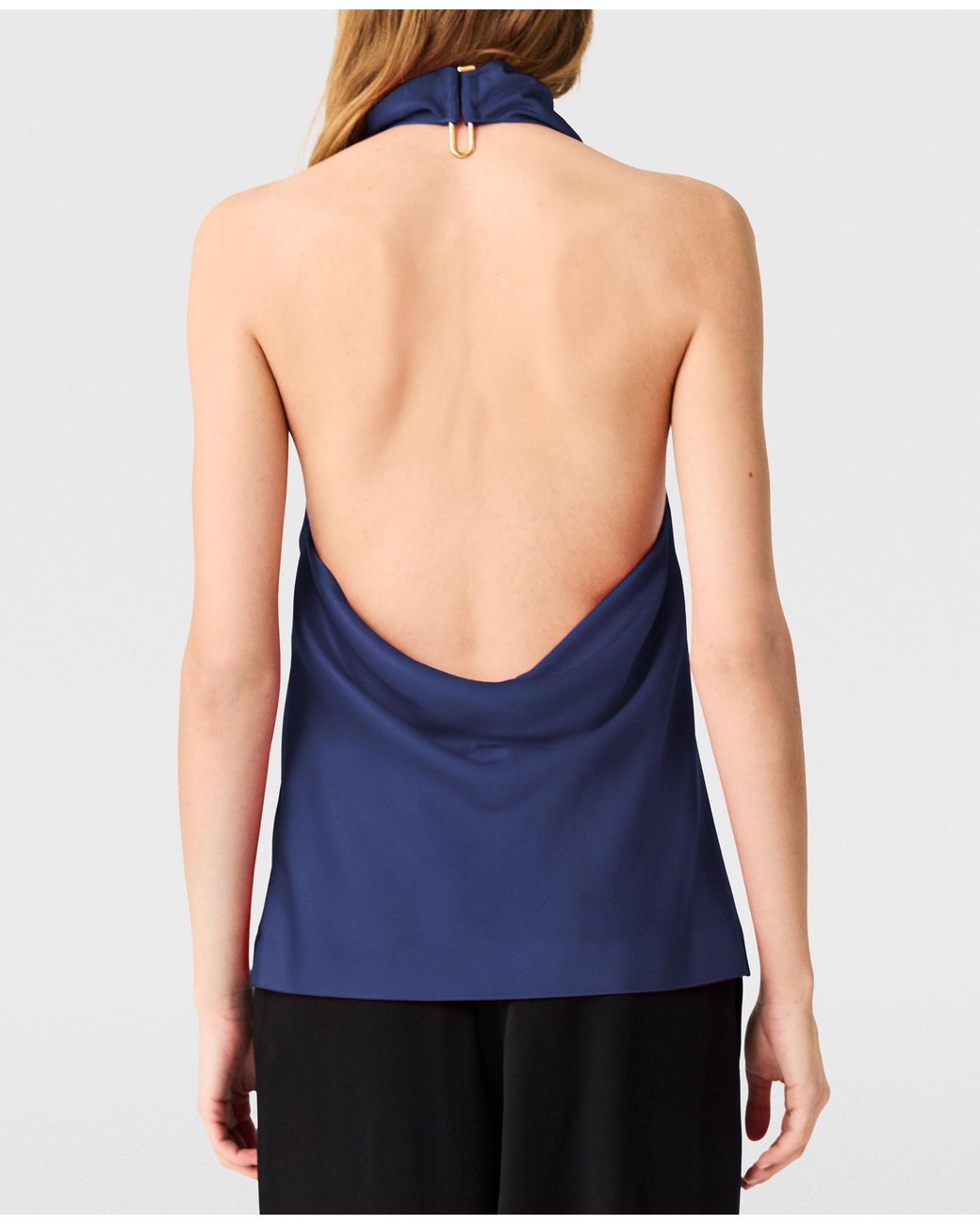 Stella McCartney Blue Satin Halterneck Top