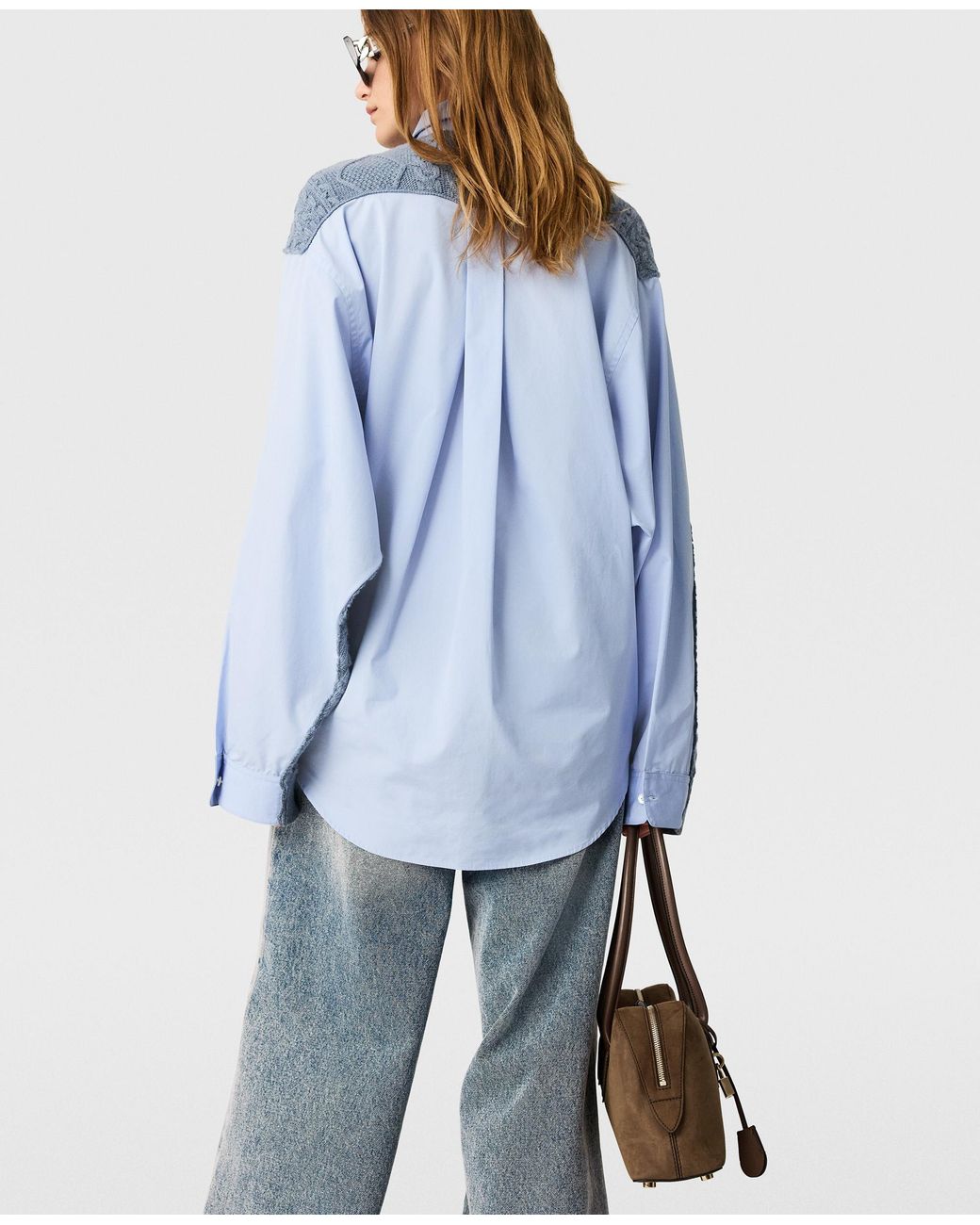 Stella McCartney Blue Hybrid Knit Shirt Cardigan