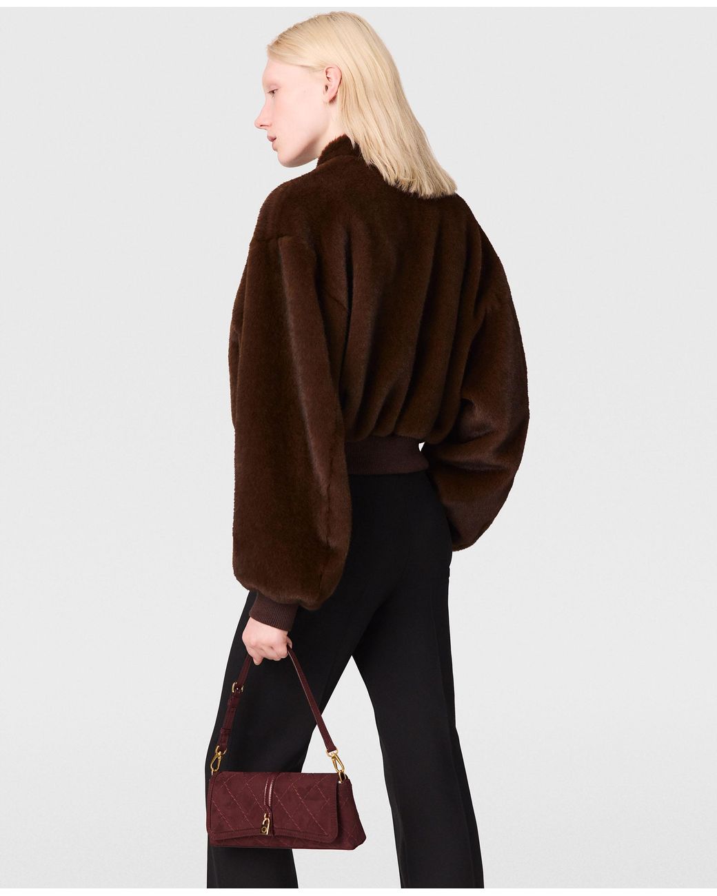 Stella McCartney Brown Plush Mink Bomber Jacket