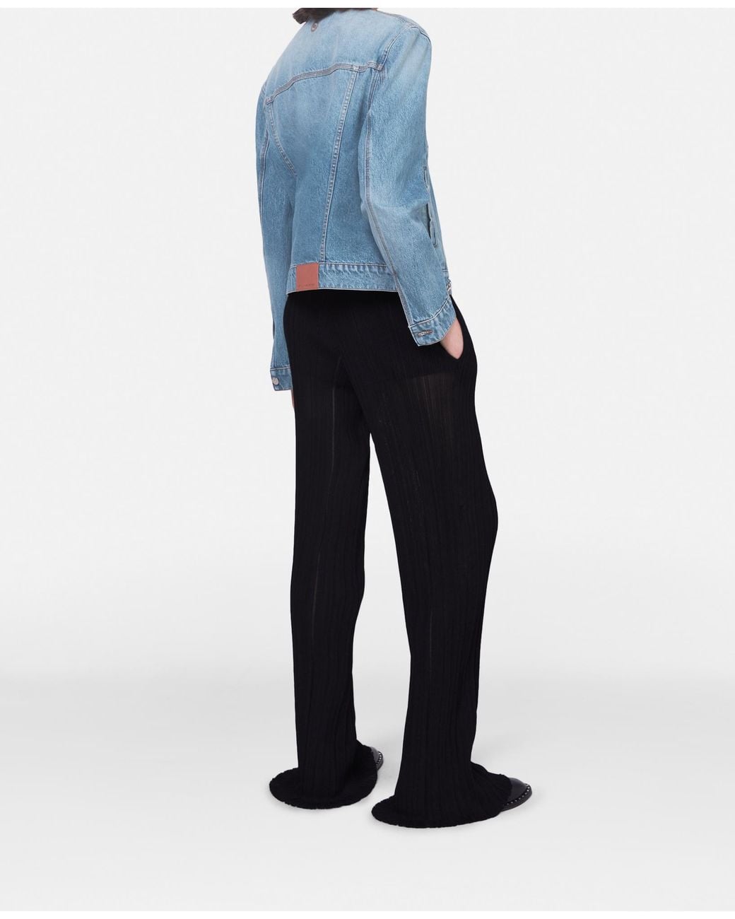 Stella McCartney Blue Falabella Chain Light Wash Denim Jacket