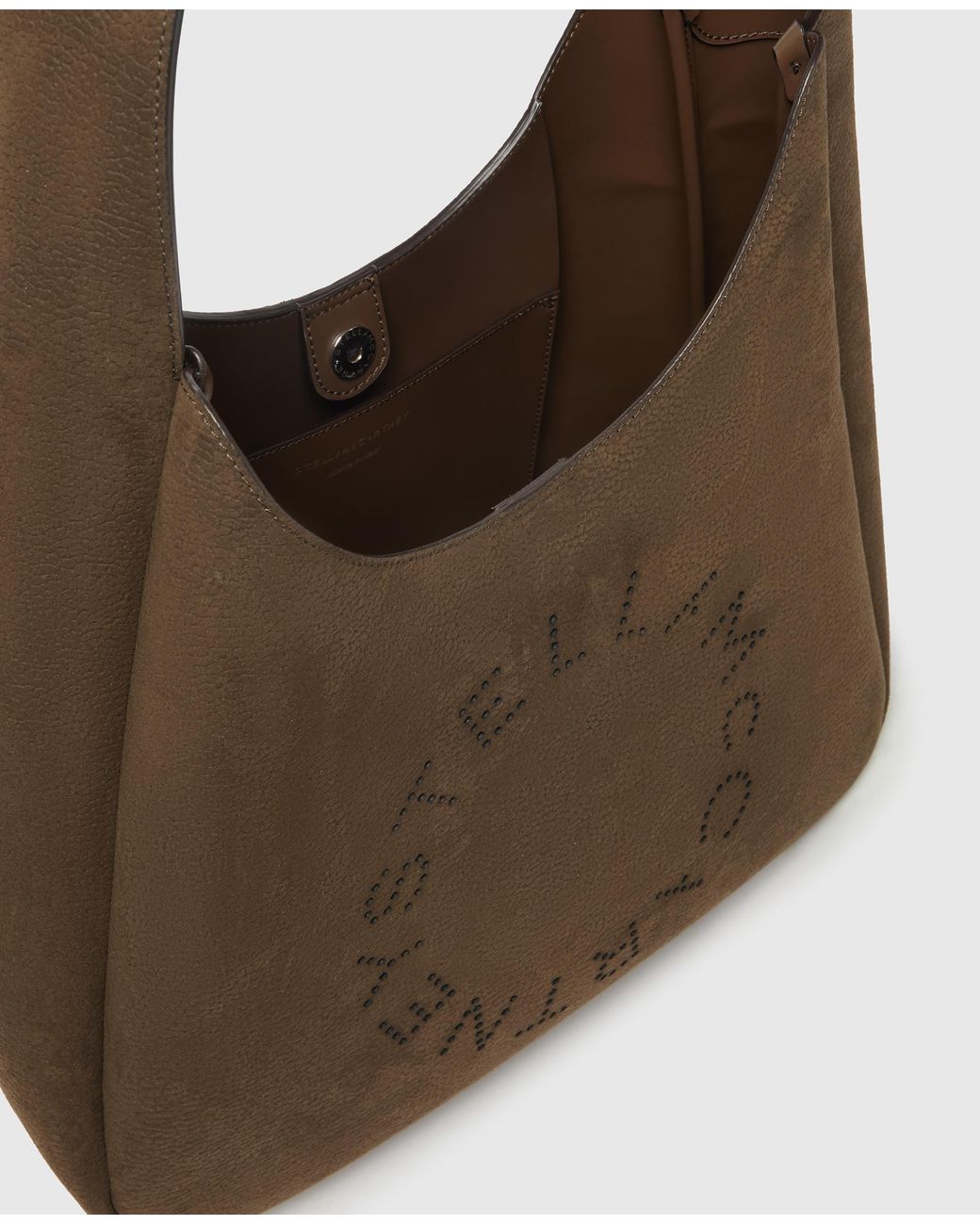 Stella McCartney Brown Logo Suede Large Hobo Bag