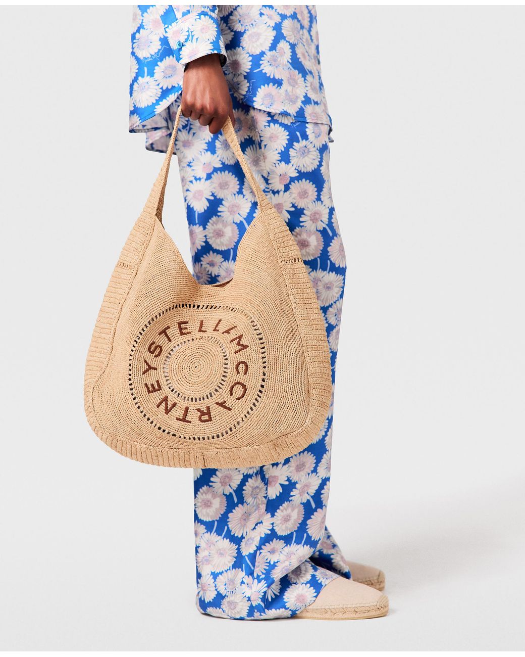 Stella McCartney Natural Logo Raffia Slouchy Large Tote Bag