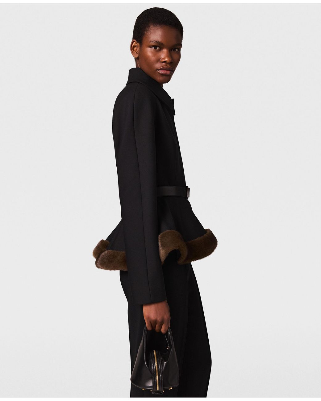 Stella McCartney Black Mink-Trim Peplum Jacket