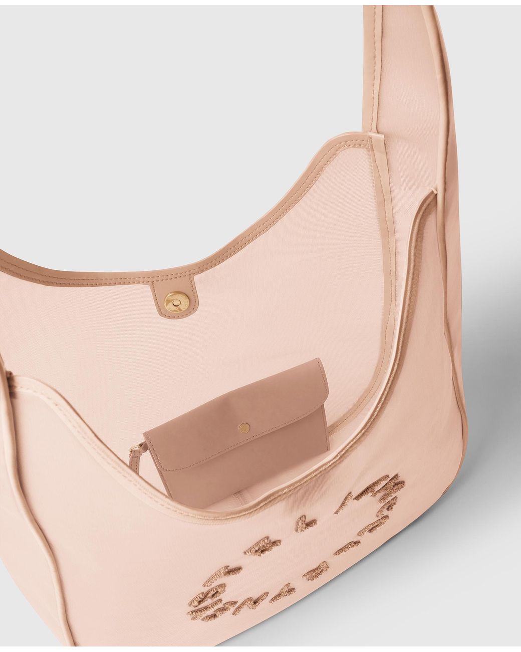 Stella McCartney Pink Logo Mesh Large Hobo Bag
