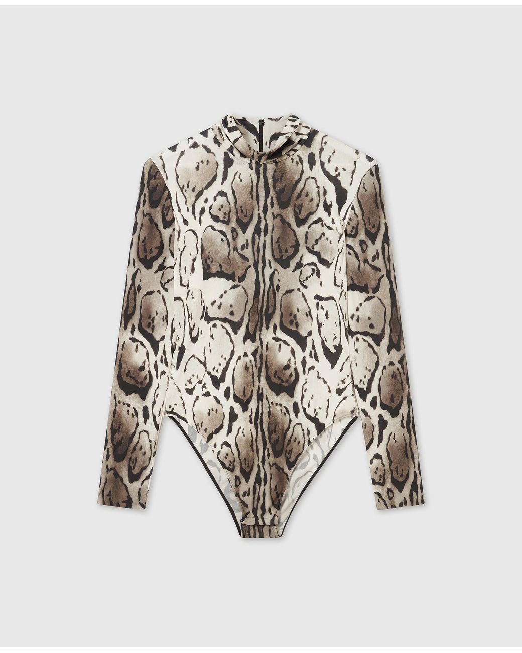 Stella McCartney White Cloud Leopard High-Neck Bodysuit