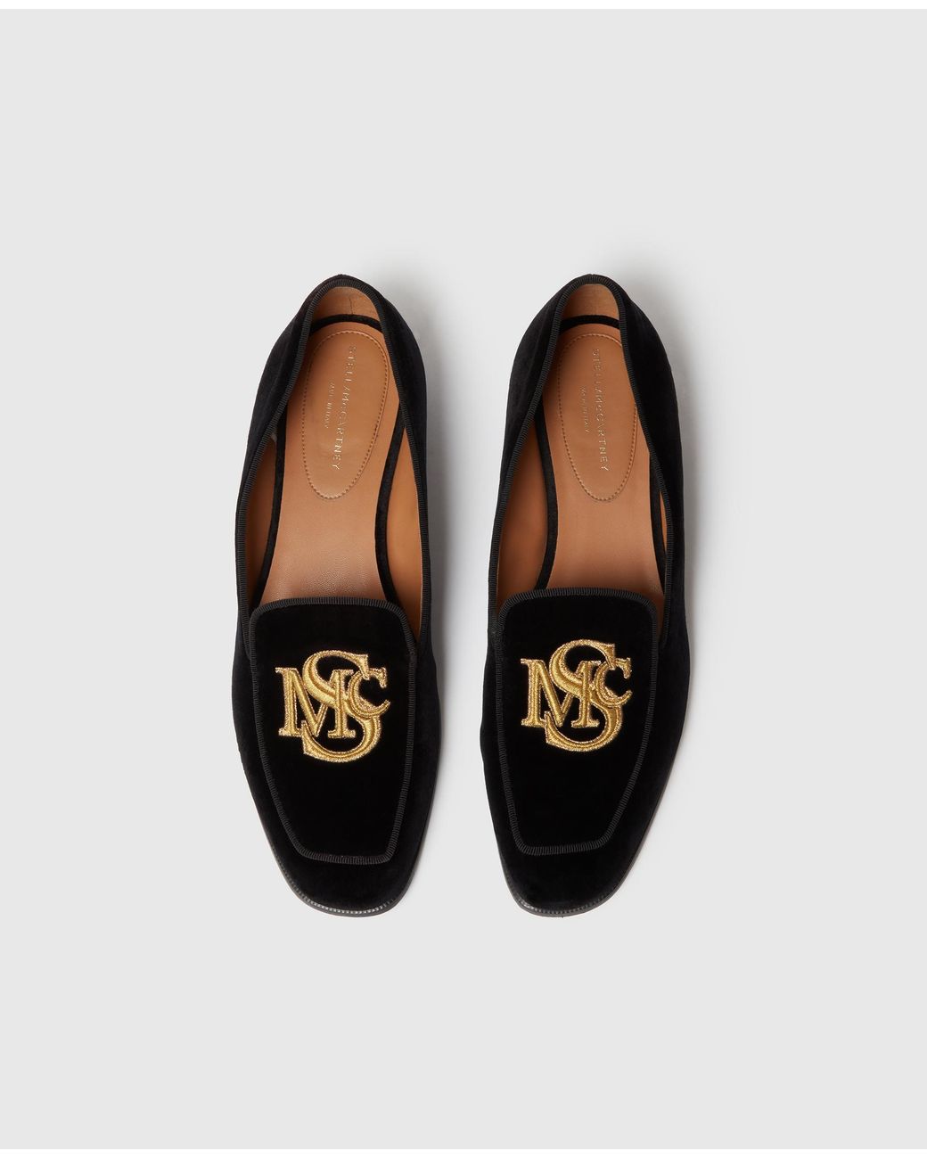 Stella McCartney White Embroidered Velvet Loafers