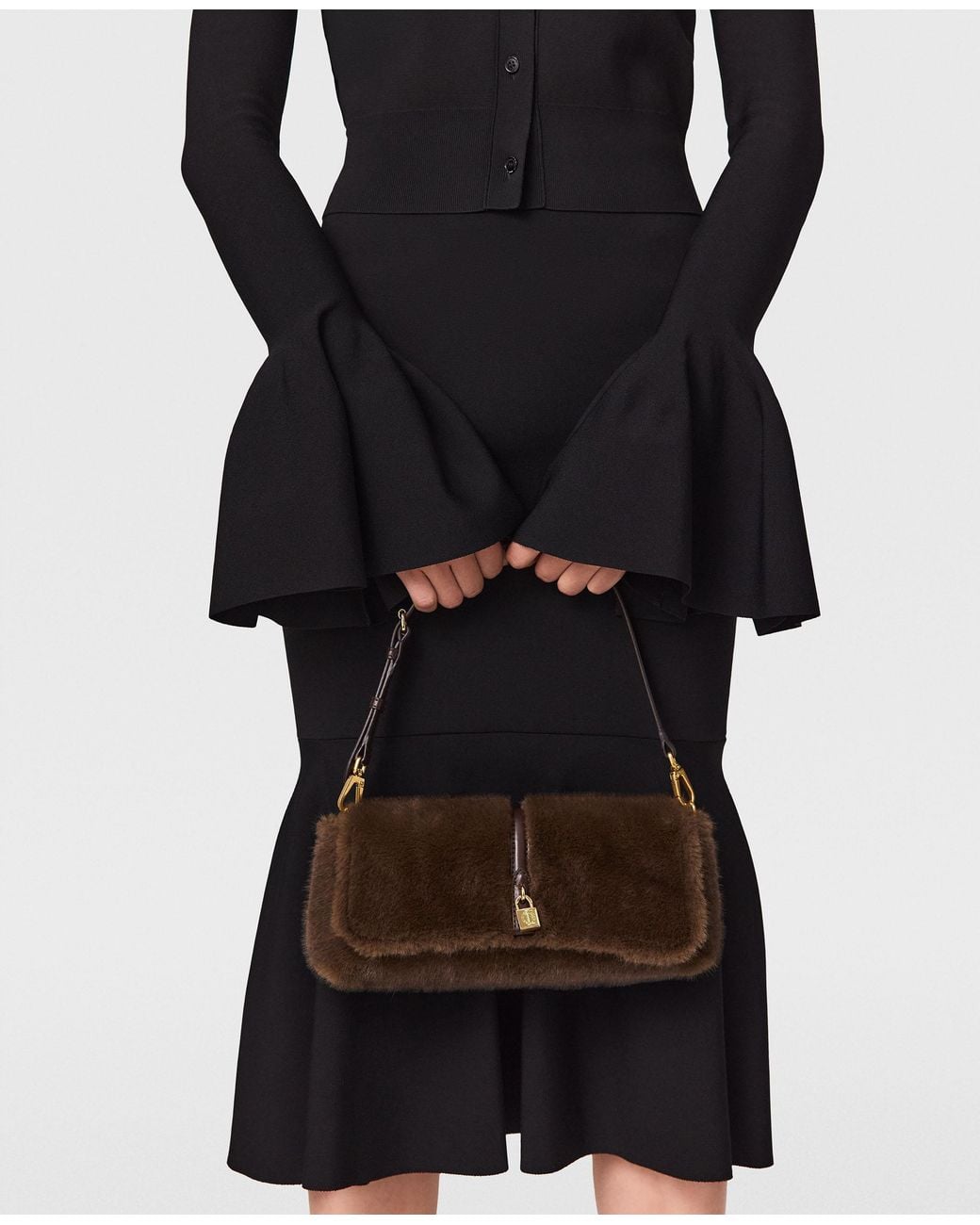 Stella McCartney Black Compact Knit Bell-sleeve Cardigan