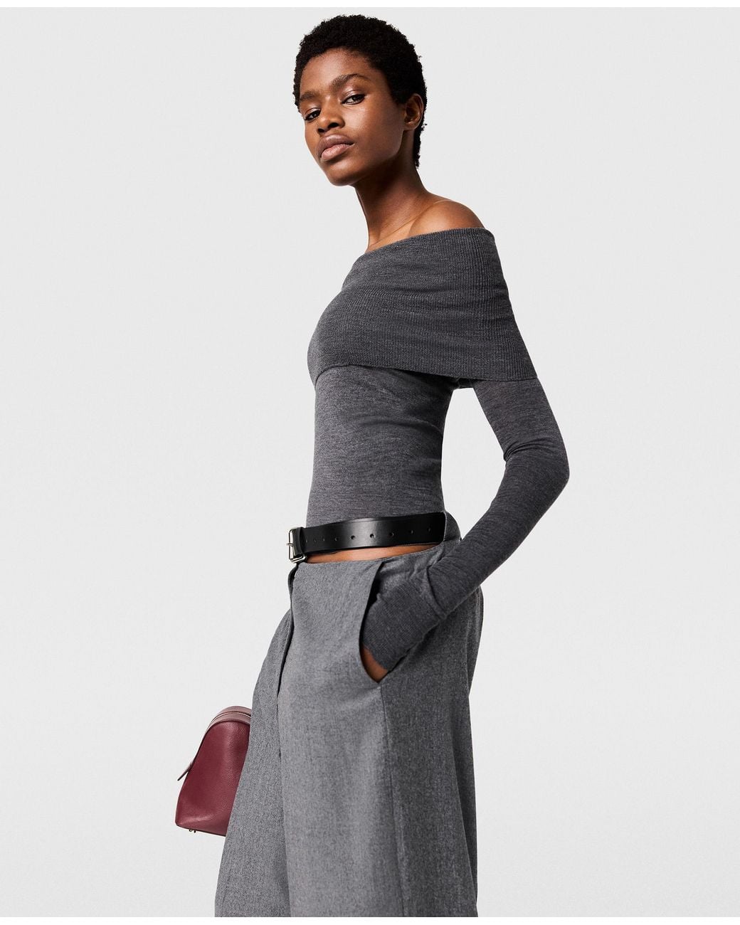 Stella McCartney Black Off-shoulder Long-sleeve Jumper